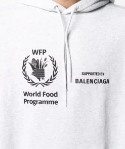 ( Positively Conscious ) Balenciaga 1167 HEATHER GREY/ BLACK Hoodie à Imprimé WFP Homme -Vente magasin Balenciaga 15920723 30112037 600