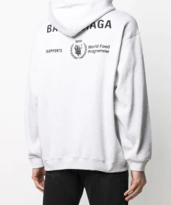 ( Positively Conscious ) Balenciaga 1167 HEATHER GREY/ BLACK Hoodie à Imprimé WFP Homme -Vente magasin Balenciaga 15920723 30113121 600