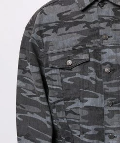 ( Positively Conscious ) Balenciaga 1055 WASHED BLACK Veste En Jean à Imprimé Camouflage Homme -Vente magasin Balenciaga 15920725 32177854 600