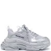 ( Positively Conscious ) Balenciaga 8100 SILVER METALLIC Baskets Triple S à Effet Métallisé Femme