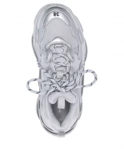 ( Positively Conscious ) Balenciaga 8100 SILVER METALLIC Baskets Triple S à Effet Métallisé Femme -Vente magasin Balenciaga 15920758 33074126 600