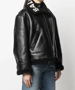 ( Positively Conscious ) Balenciaga Veste Zippée En Peau Lainée 1069 BLACK/BLACK -Vente magasin Balenciaga 15920770 32044234 600