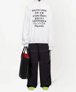 ( Positively Conscious ) Balenciaga 9040 WHITE/BLACK Hoodie à Logo Translation Imprimé Homme -Vente magasin Balenciaga 15920846 32711954 600