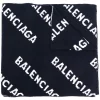 ( Positively Conscious ) Balenciaga 4177 NAVY/WHITE écharpe à Imprimé Monogrammé Femme