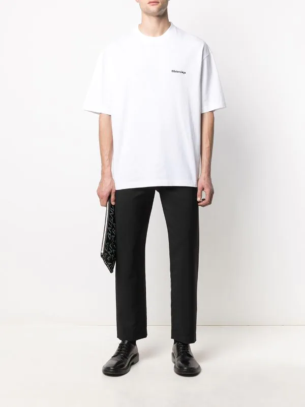 ( Positively Conscious ) Balenciaga 9040 WHITE/BLACK T-shirt à Logo Brodé Homme 4 ( Positively Conscious ) Balenciaga 9040 WHITE/BLACK T-shirt à Logo Brodé Homme – Image 2