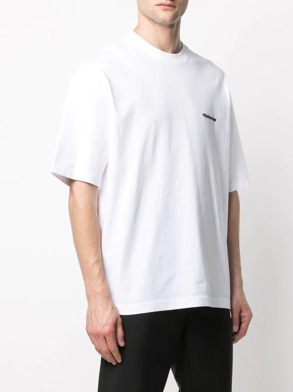 ( Positively Conscious ) Balenciaga 9040 WHITE/BLACK T-shirt à Logo Brodé Homme 5 ( Positively Conscious ) Balenciaga 9040 WHITE/BLACK T-shirt à Logo Brodé Homme – Image 3