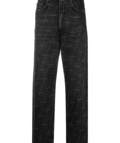 ( Positively Conscious ) Balenciaga Jean à Logo Imprimé 1052 STONEWASH BLACK