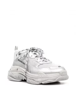 ( Positively Conscious ) Balenciaga 8100 SILVER METALLIC Baskets Triple S Métallisées Homme -Vente magasin Balenciaga 15921035 33157043 600