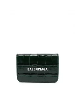 ( Positively Conscious ) Balenciaga Petit Portefeuille Cash à Effet Peau De Crocodile Femme