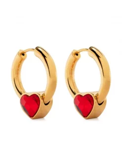 ( Positively Conscious ) Balenciaga Boucles D'oreilles Force à Design De Cœur 8672 SHINY GOLD/RED