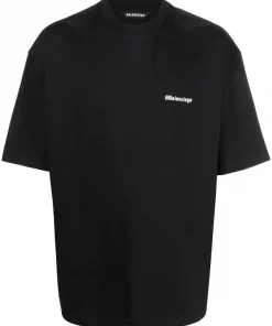 ( Positively Conscious ) Balenciaga T-shirt à Logo Brodé 1070 BLACK/WHITE