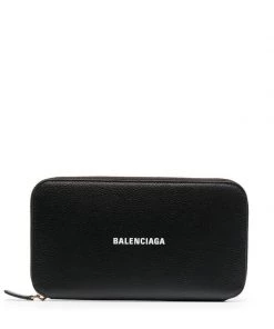 ( Positively Conscious ) Balenciaga 1090 BLACK Portefeuille à Logo Imprimé Femme
