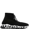 ( Positively Conscious ) Balenciaga BLACK/WHITE/BLACK Baskets Montantes Speed Femme