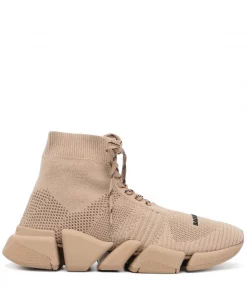 ( Positively Conscious ) Balenciaga 9710 BEIGE Baskets Speed 2.0 à Lacets Femme