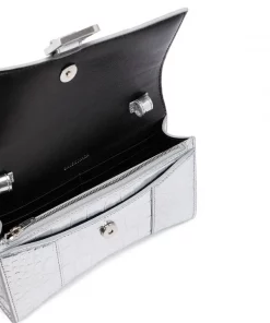 ( Positively Conscious ) Balenciaga SILVER Portefeuille Hourglass à Effet Peau De Crocodile Femme -Vente magasin Balenciaga 16114707 32250649 600