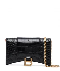 ( Positively Conscious ) Balenciaga Portefeuille Hourglass à Effet Peau De Crocodile Femme