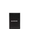 ( Nouvelle Collection ) Balenciaga 1090 BLACK/L WHITE Portefeuille Pliant En Cuir Homme
