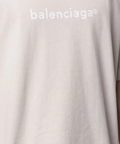 ( Positively Conscious ) Balenciaga T-shirt à Logo Imprimé 2970 CEMENT GREY/WHITE -Vente magasin Balenciaga 16191930 32414599 600