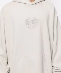 ( Positively Conscious ) Balenciaga 2966 CEMENT GREY/CEMENT G Hoodie Oversize à Logo Brodé Homme -Vente magasin Balenciaga 16191933 32833396 600
