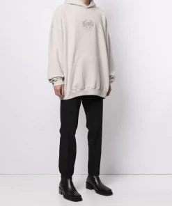( Positively Conscious ) Balenciaga 2966 CEMENT GREY/CEMENT G Hoodie Oversize à Logo Brodé Homme -Vente magasin Balenciaga 16191933 32835094 600