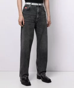 ( Positively Conscious ) Balenciaga 1090 NOIR/ICEBERG Jean Droit à Ceinture à Logo Homme -Vente magasin Balenciaga 16191938 32413534 600
