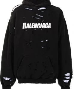 ( Positively Conscious ) Balenciaga 1070 BLACK/WHITE Hoodie Oversize à Logo Femme
