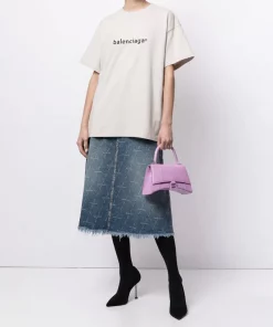 ( Positively Conscious ) Balenciaga 2984 CEMENT GREY/BLACK T-shirt à Logo Imprimé Femme -Vente magasin Balenciaga 16191967 32490613 600