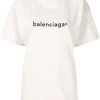 ( Positively Conscious ) Balenciaga 2984 CEMENT GREY/BLACK T-shirt à Logo Imprimé Femme -Vente magasin Balenciaga 16191967 32492307 600