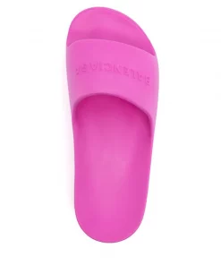 ( Positively Conscious ) Balenciaga 5000 PINK Claquettes à Logo Embossé Femme -Vente magasin Balenciaga 16191992 33231249 600