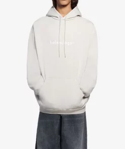 ( Positively Conscious ) Balenciaga Hoodie Oversize à Logo Imprimé 2970 CEMENT GREY/WHITE -Vente magasin Balenciaga 16192979 32712917 600