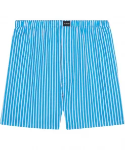( Positively Conscious ) Balenciaga 4900 SKY BLUE Boxer Rayé à Patch Logo Homme
