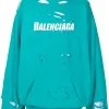 ( Positively Conscious ) Balenciaga Hoodie Oversize à Logo 4661 TURQUOISE/WHITE