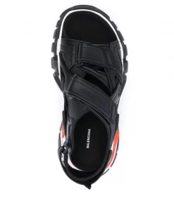 ( Positively Conscious ) Balenciaga 1096 BLACK/WHITE/RED Sandales Track à Design à Empiècements Homme -Vente magasin Balenciaga 16195003 33231265 600