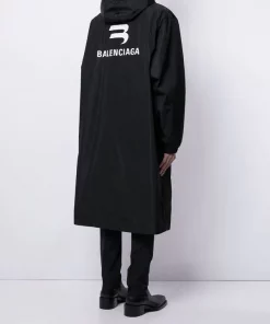 ( Positively Conscious ) Balenciaga 1000 BLACK Imperméable à Logo Imprimé Homme -Vente magasin Balenciaga 16195027 33072152 600