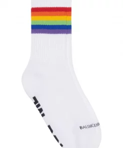( Positively Conscious ) Balenciaga Chaussettes à Imprimé Fetish Rainbow WHITE