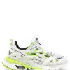 ( Positively Conscious ) Balenciaga 9073 WHITE/FLUO YELLOW Baskets Track.2 Open Femme
