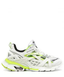 ( Positively Conscious ) Balenciaga 9073 WHITE/FLUO YELLOW Baskets Track.2 Open Femme