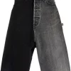 ( Positively Conscious ) Balenciaga 1055 WASHED BLACK Short En Jean Bicolore Homme
