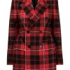 ( Positively Conscious ) Balenciaga 6167 RED/BLACK Blazer Croisé à Motif Tartan Femme
