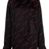 ( Positively Conscious ) Balenciaga Chemise à Logo Brodé 1076 BLACK/RED -Vente magasin Balenciaga 16580685 37105284 600