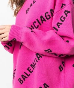 ( Positively Conscious ) Balenciaga Pull à Logo Brodé 1401 PINK/BLACK -Vente magasin Balenciaga 16580721 34871465 600