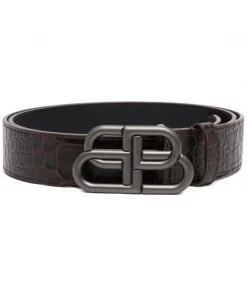 ( Positively Conscious ) Balenciaga Ceinture à Boucle Logo BB 2113 DARK BROWN