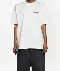 ( Positively Conscious ) Balenciaga 9084 DIRTY WHITE/BLK/BLUE T-shirt à Logo Femme -Vente magasin Balenciaga 16580820 33828600 600