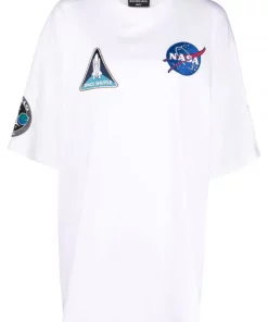 ( Positively Conscious ) Balenciaga 9040 WHITE/BLACK T-shirt à Patchs Space Femme