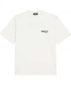( Positively Conscious ) Balenciaga 9084 DIRTY WHITE/BLK/BLUE T-shirt à Logo Imprimé Homme