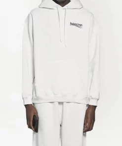( Positively Conscious ) Balenciaga 9084 DIRTY WHITE/BLK/BLUE Hoodie à Logo Imprimé Homme -Vente magasin Balenciaga 16580833 33829001 600