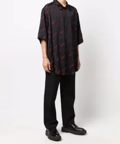 ( Positively Conscious ) Balenciaga Chemise à Logo Imprimé 1076 BLACK/RED -Vente magasin Balenciaga 16580851 34755221 600