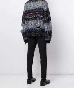 ( Positively Conscious ) Balenciaga 8088 NAVY/MULTICO Pull à Encolure Ras Du Cou Femme -Vente magasin Balenciaga 16580872 33752908 600