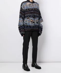 ( Positively Conscious ) Balenciaga 8088 NAVY/MULTICO Pull à Encolure Ras Du Cou Femme -Vente magasin Balenciaga 16580872 33753963 600