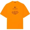 ( Positively Conscious ) Balenciaga 7513 FLUO ORANGE/BLACK T-shirt à Slogan Imprimé Femme